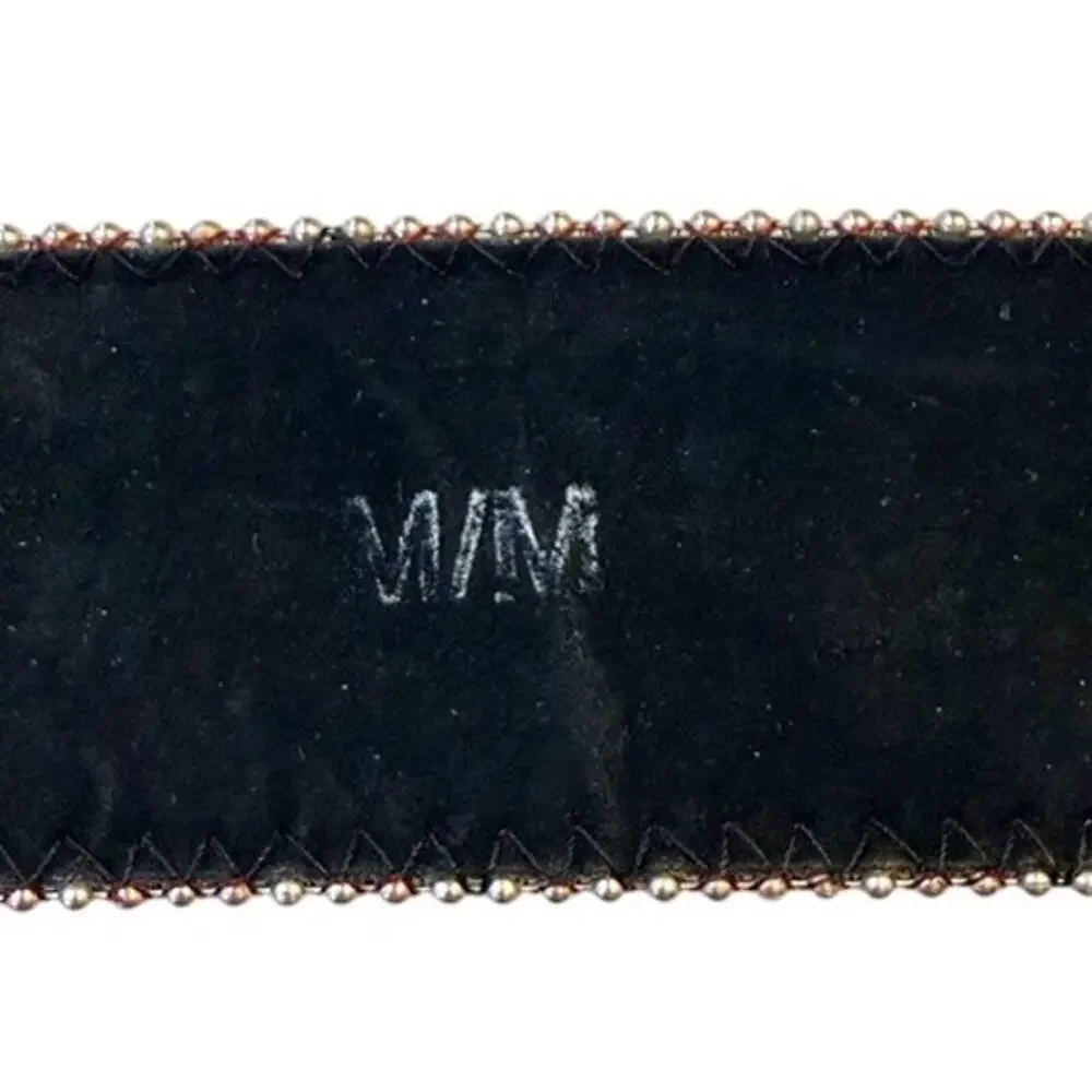 Vintage Burgundy Leather Western Belt w/ Rhinestone Buckle – Women’s M - Picture 7 of 10